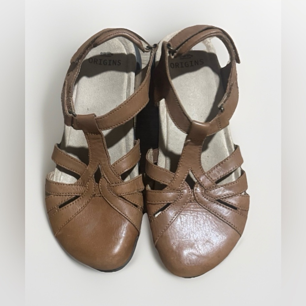 Earth Origins Women's Savoy Sierra Leather Closed Toe Brown Sandals Size 8.5
